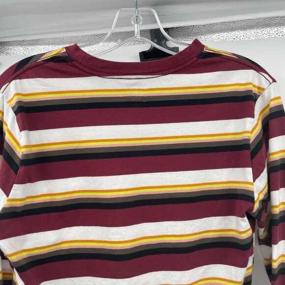 Vans Womens Striped Crop Top Long Sleeve Logo Multicolor Size Small - Picture 6 of 8